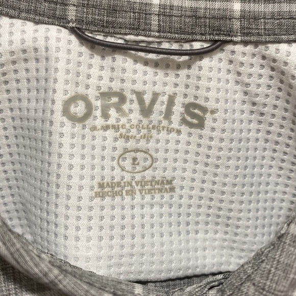 Orvis Classic Collection Men’s Sz L Button Down Short Sleeve Gray Plaid 🌟 - Picture 2 of 7